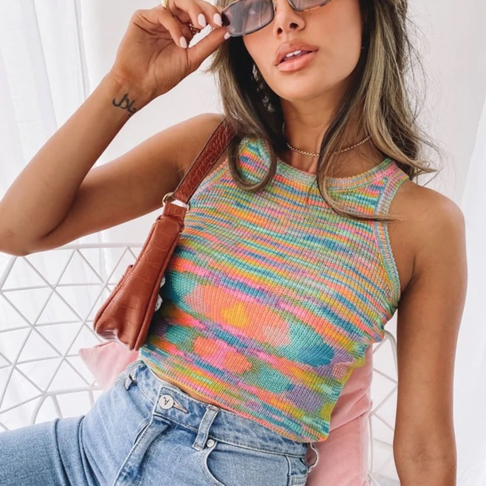 Beginning Boutique Chicago Rainbow Tank Top Size M/L Never worn with tags!